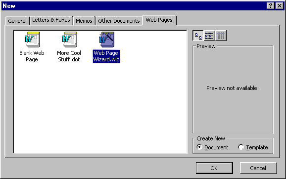 New dialog box